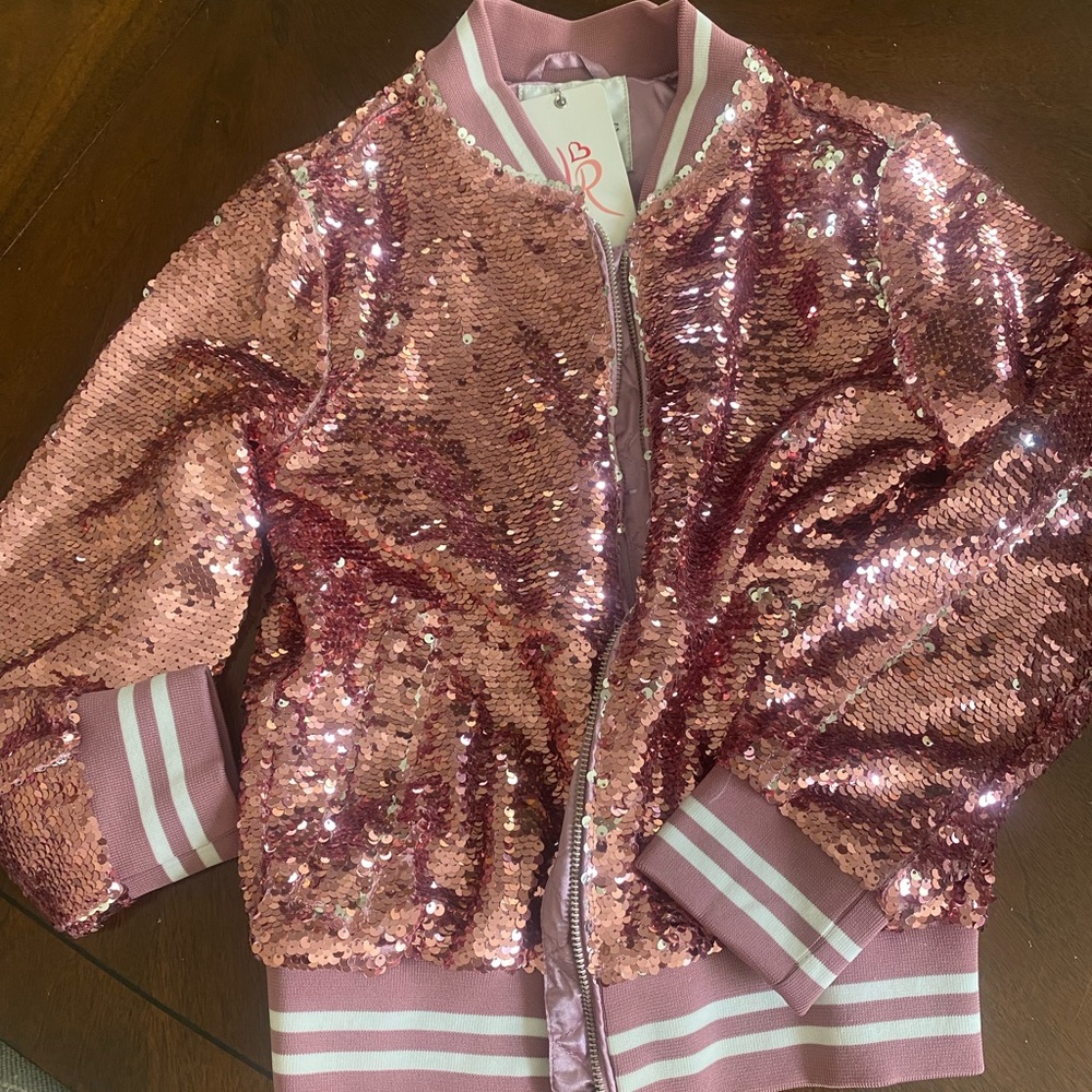 Girl Urban republic pink sequin jacket. Size M 10/12. NWT